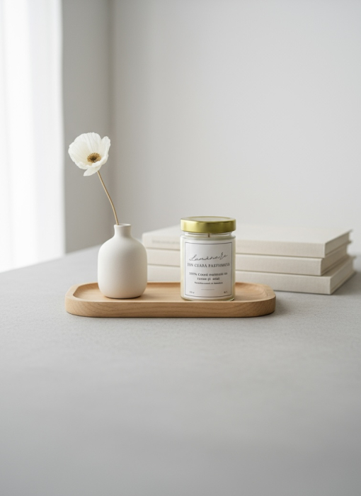 Lumânare parfumată din ceară naturală de cocos și soia Bumbac Catifelat & Crin Sălbatic – pudrată, florală și elegantă [2]