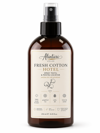 Parfum de camera si spray textil - Fresh Cotton Hotel – Spray textil premium & ritual parfumat pentru uscător