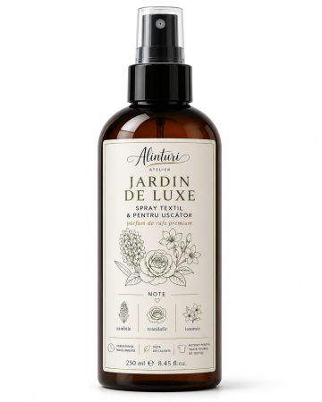Parfum de camera si spray textil - Jardin de Luxe – Spray textil premium & ritual parfumat pentru uscător