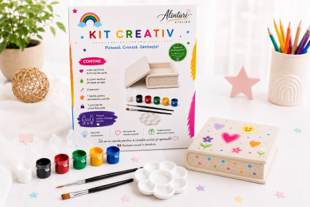 Kit-uri Creative - Kit Creativ – Cutie Ceramică în Formă de Carte pentru Pictat