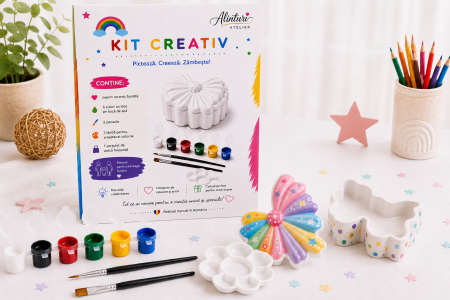 Kit-uri Creative - Kit Creativ – Cutiuță Ceramică Fundiță pentru Pictat