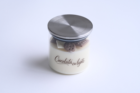 Lumânări  parfumate - Lumânare parfumată din ceară naturală de cocos și soia Ciocolată cu lapte