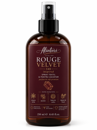 Parfum de camera si spray textil - Rouge Velvet – Spray textil premium & ritual parfumat pentru uscător