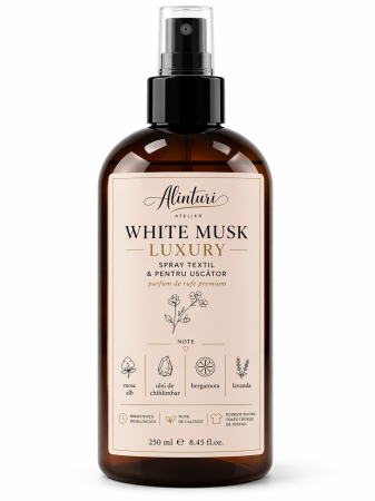 Parfum de camera si spray textil - White Musk Luxury – Spray textil premium & ritual parfumat pentru uscător