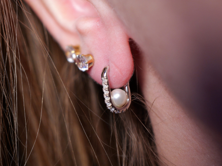 Cercei Argint Geometric Pearl [1]