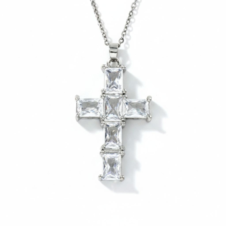 Produse - Colier Cross Shiney Silver