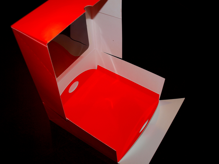 Cutie Smart Box 20x20x8 cm, cu fereastră și tăviță, roșu plastifiat lucios [2]