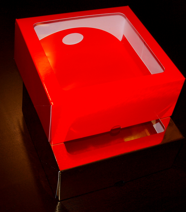 Cutie Smart Box 20x20x8 cm, cu fereastră și tăviță, roșu plastifiat lucios [3]