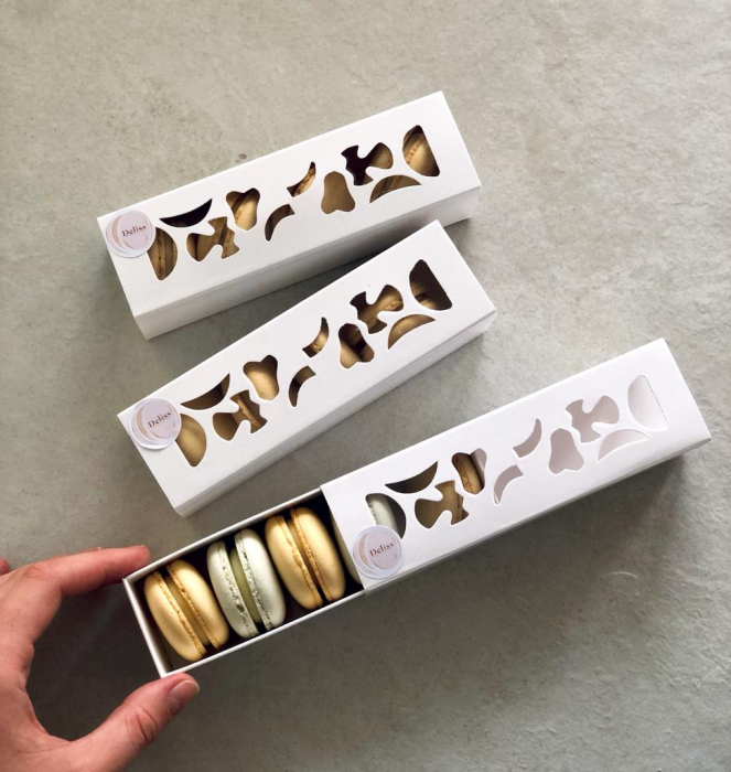 CUTIE 5-6 MACARONS CU FEREASTRA DANTELATA, MAC2ADT- ALB, SET 5 BUC [2]