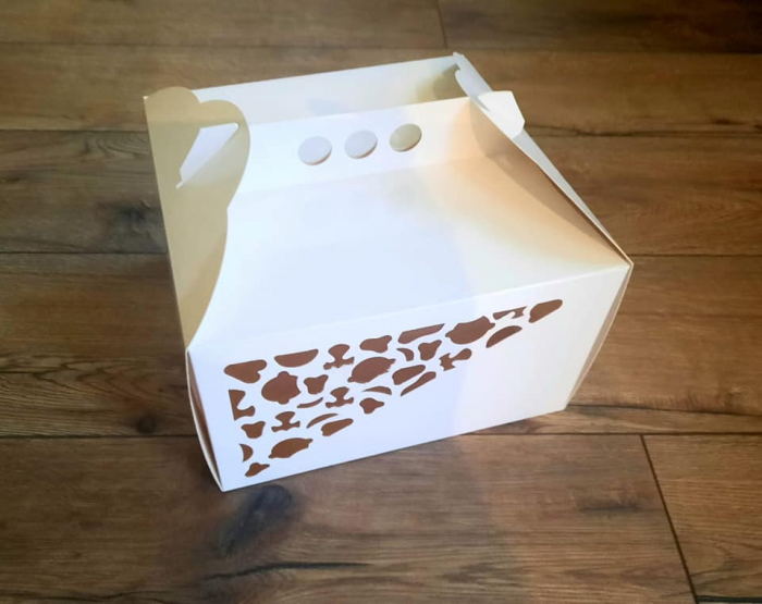 CUTIE TORT 25X25X15 CM, CU FEREASTRA DANTELATA, DT1- ALB, SET 5 BUC [3]