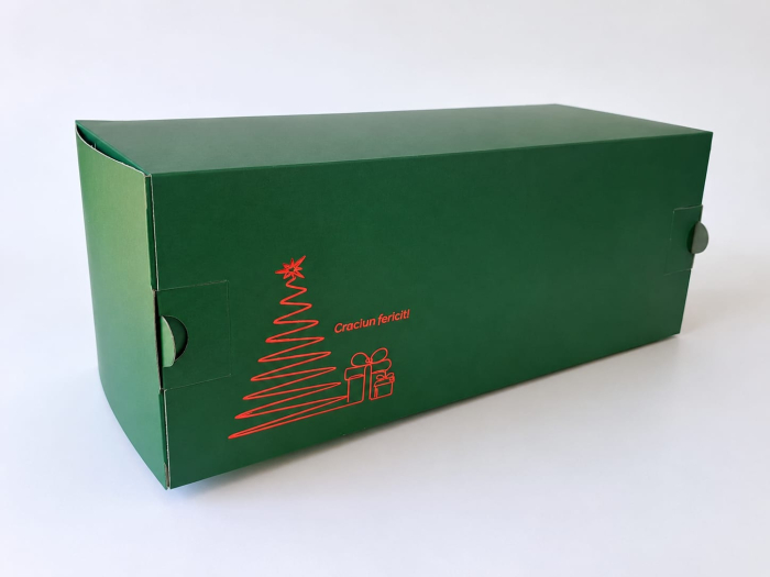 Scatola per Panettone e Rotoli Dolci 30x11x11 cm, Verde Opaco con Alberello Rosso e Vassoio, COZ1- CH1, Set 5 Pezzi [4]
