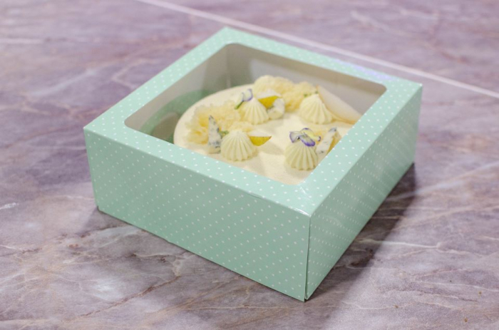 Cutie Smart Box 20x20x8 cm, cu fereastra si tavita, verde cu puncte [3]