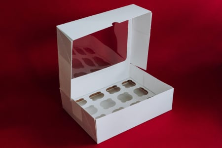 Scatole per Muffin - CUTIE 12 MINIBRIOSE, 24X19X7 CM, B3- ALB, SET 5 BUC