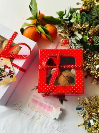 Scatole Aperte con Finestra - Cutie cu fereastră și tăviță 12x12x8, rosu cu puncte