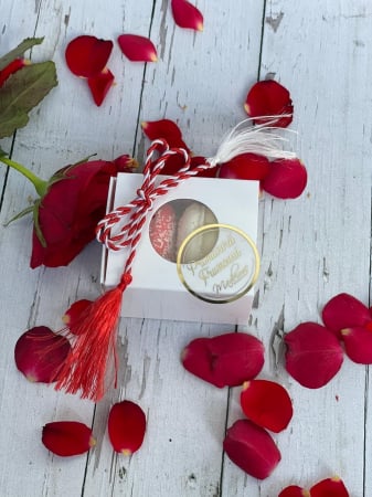 Scatole Piccole per 2–10 Macarons - CUTIE 2 MACARONS, 6X5X4.5 CM, CU SERTAR, COD MAC0-ALB, SET 5 BUC