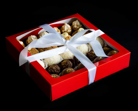 Scatole Aperte con Finestra - CUTIE 26X26X5 CM, ROSU