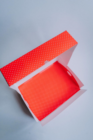 Cutie cu fereastră și tăviță 30x22x7.5 cm, roșu cu puncte [2]