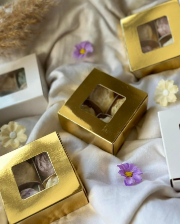 Scatole con Cassetto per Praline - cutie 4 praline, auriu