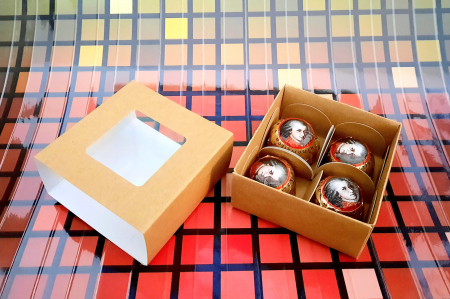 Scatole con Cassetto per Praline - Cutie 8x8x4 cm, 4 praline, natur