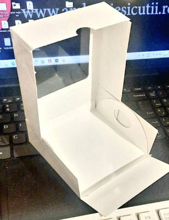 Cutie E11: 10x10x4, cu fereastra si tavita, alb lucios [2]