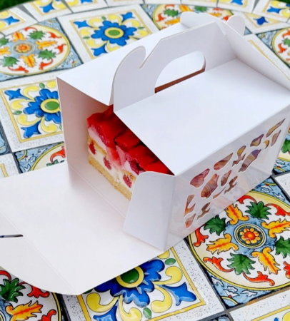 Scatole per Torte e Mini Torte con Finestra Decorata Effetto Pizzo - CUTIE MINI-TORT 12X12X8 CM, CU FEREASTRA DANTELATA, DT0- ALB, SET 5 BUC