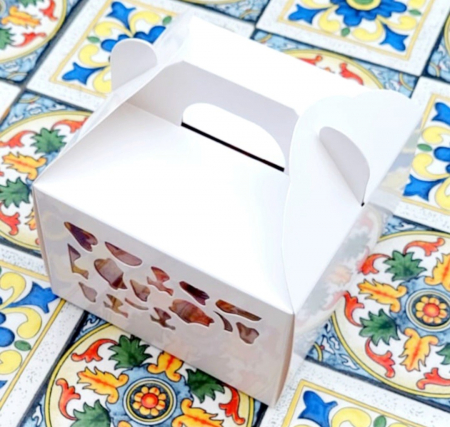 CUTIE MINI-TORT 12X12X8 CM, CU FEREASTRA DANTELATA, DT0- ALB, SET 5 BUC [3]