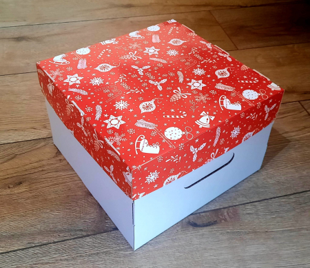 Scatole per Torte "Smart-Cake Box" - Cutie tort 23x23x15 cm, tipar Craciun