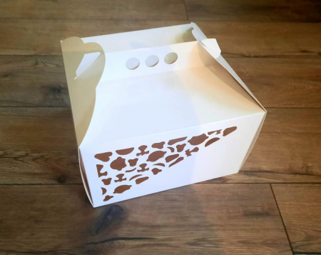 CUTIE TORT 25X25X15 CM, CU FEREASTRA DANTELATA, DT1- ALB, SET 5 BUC [2]