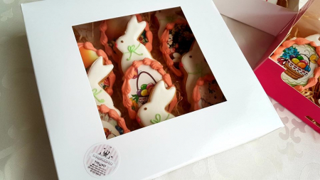 CUTII MINIPRAJITURI SAU MACARONS, 23X23X5 CM, COD D5- ALB, SET 5 BUC [2]