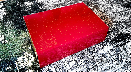 Scatola Regalo di Natale con Cassetto 34x23x10 cm, Bordeaux con Stelle Oro, CH1, Set 5 Pezzi [4]