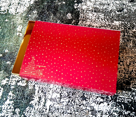 Scatola Regalo di Natale con Cassetto 34x23x10 cm, Bordeaux con Stelle Oro, CH1, Set 5 Pezzi [2]