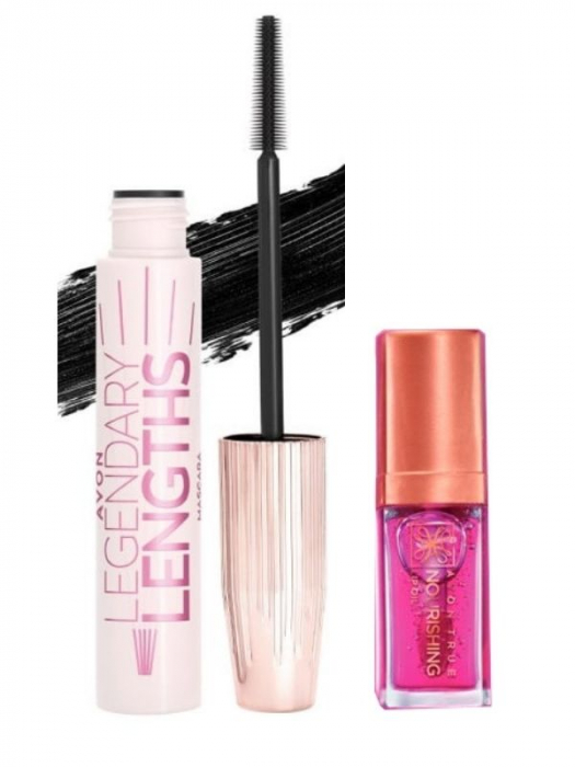 Mascara Legendary Lengths + Ulei Hranitor pentru Buze Avon, Blossom [1]