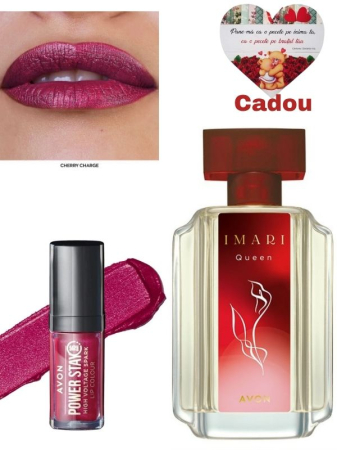 SETURI CADOU - Set High Voltage Spark Cherry Charge – Ruj lichid 3D pentru strălucire electrizantă + Apă de toaletă Imari Queen, 50 ml + cadou inimioara magnetica personalizata AllyShop