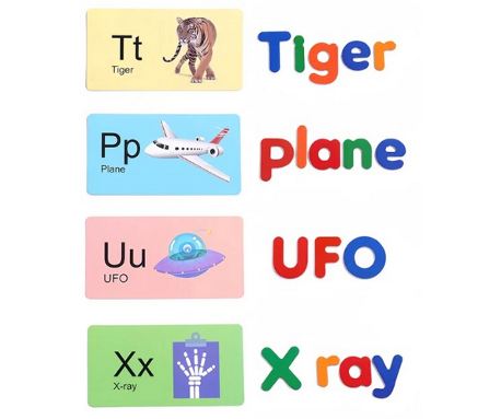 Alfabetar, Litere magnetice mari si mici, cartonase cu imagini si litere, multicolore, Almido, Multicolor [3]