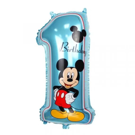 Balon Cifra 1 Mickey Mouse, Almido, 70 cm, Aniversare, Folie Figurina Albastru, 70x35 cm [1]