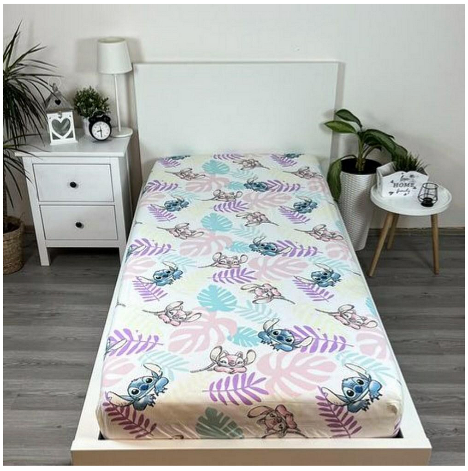 Cearsaf cu elastic, Almido, Lilo și Stitch Leaves, 90x200 cm [2]