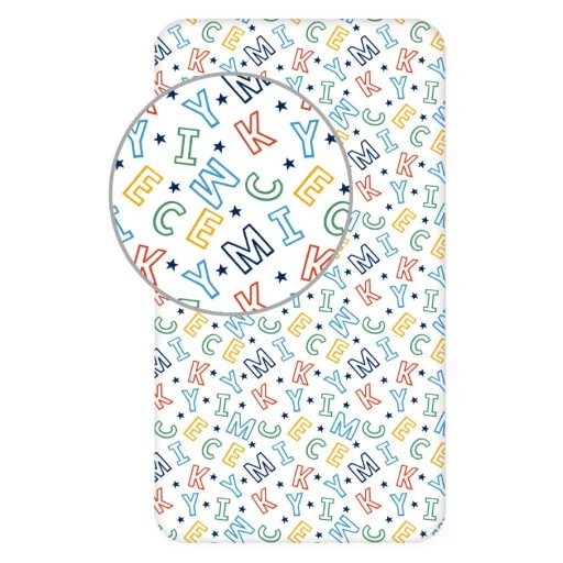 Cearsaf cu elastic, Almido, Mickey Litere, 90x200 cm [1]