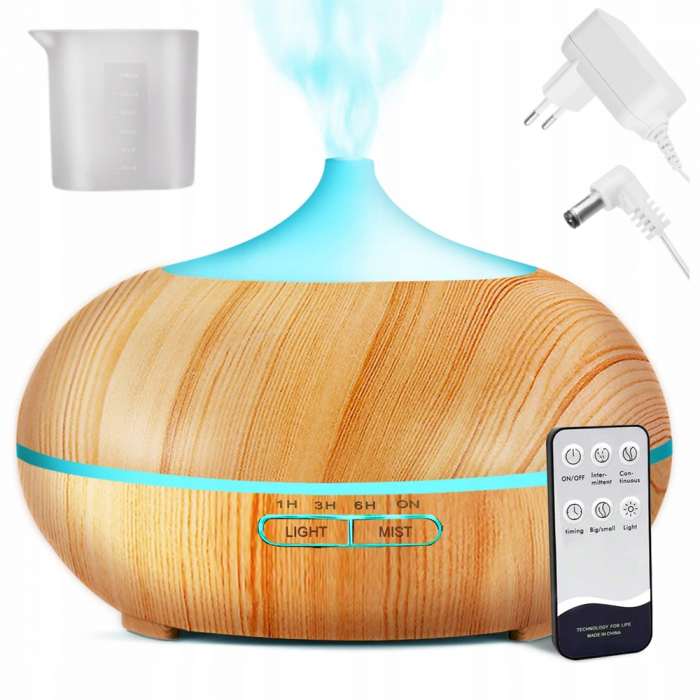 Difuzor Aromaterapie cu ultrasunet, uleiuri esentiale, cu telecomanda 300 ml, stejar [1]