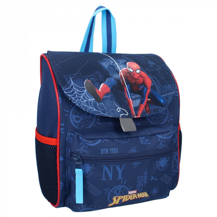 Ghiozdan gradinita, Spiderman, 20 cm, Albastru cu Rosu [1]