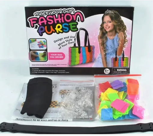 Joc creativ, educativ, creeaza-ti propria geanta de mana, 80 piese, Almido, Multicolor [2]