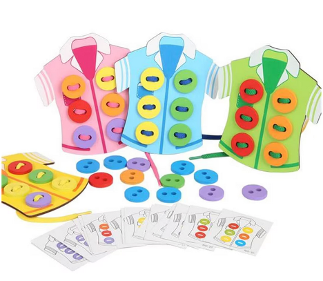 Joc Montessori de snuruit nasturii pe camasa, Almido, Multicolor [1]
