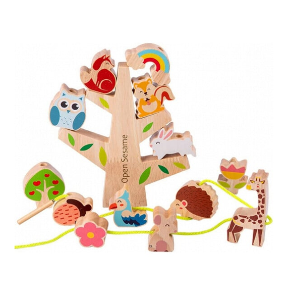 Joc Montessori de snuruit si echilibru, Copacul cu animalute, Almido, 15 cm, Multicolor [6]