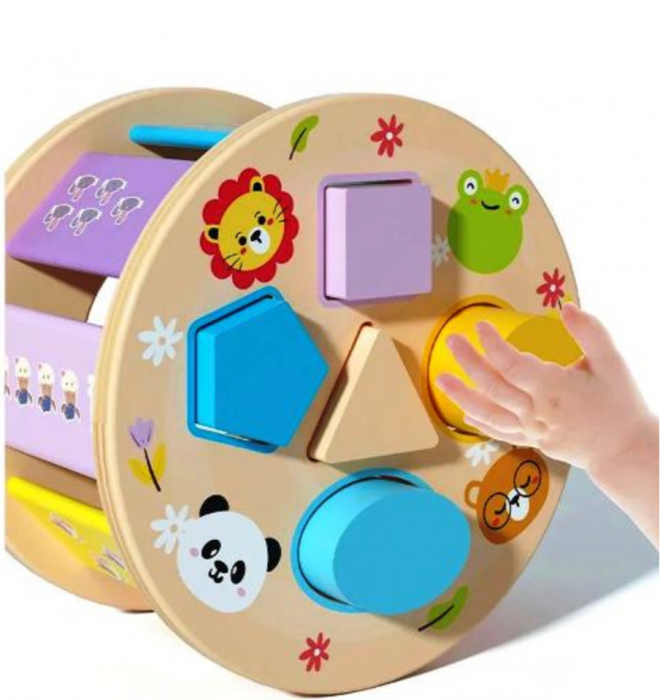 Jucarie De Tras Montessori, Crocodil Sortator Cu Forme Geometrice, 25.5 cm, Multicolor [3]