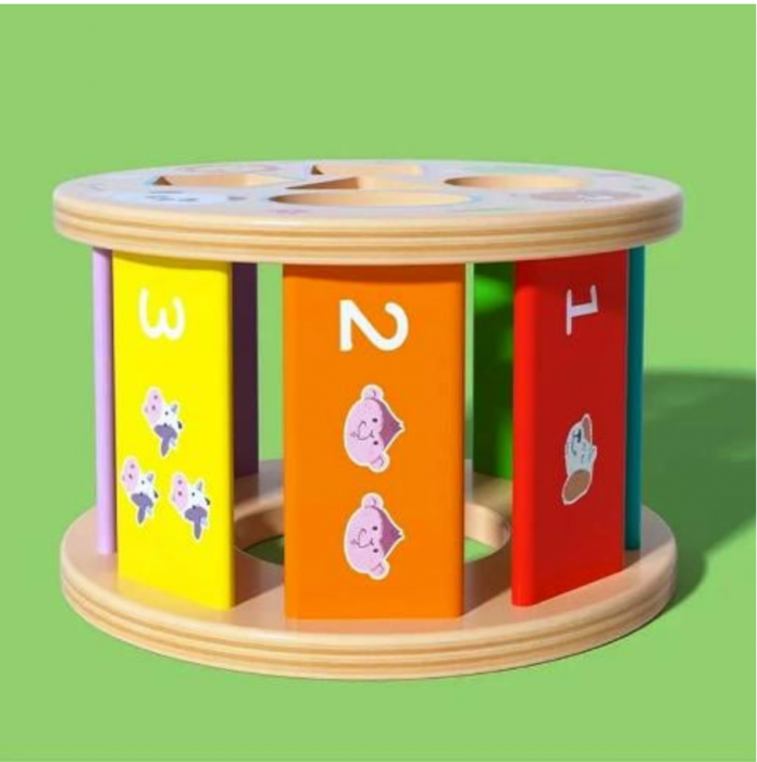 Jucarie De Tras Montessori, Crocodil Sortator Cu Forme Geometrice, 25.5 cm, Multicolor [4]