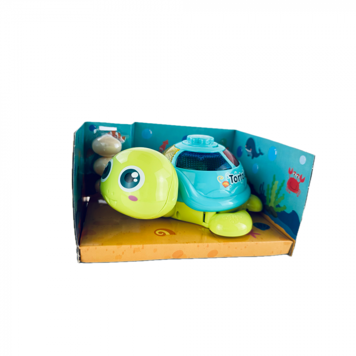 Jucarie Interactiva, Broasca Testoasa cu sunete si lumini, se plimba, face oua, 3 oua, Verde cu albastru, 22cm [6]