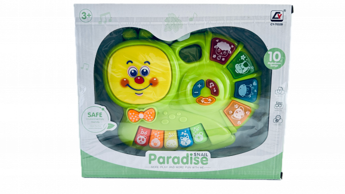 Jucarie Interactiva Melcul Zambaret, Almido, Pian cu Sunete si Lumini, 22 cm, Verde [2]