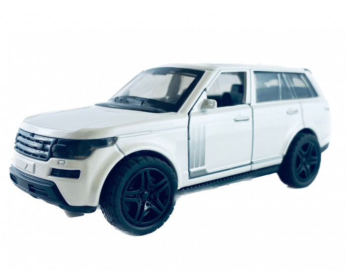 Masina metalica, Lumini si sunete, Usi si Portbagaj mobile, 11 cm, Land Rover, Alb [4]