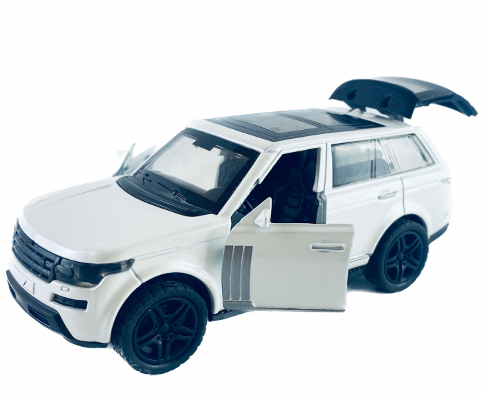 Masina metalica, Lumini si sunete, Usi si Portbagaj mobile, 11 cm, Land Rover, Alb [1]
