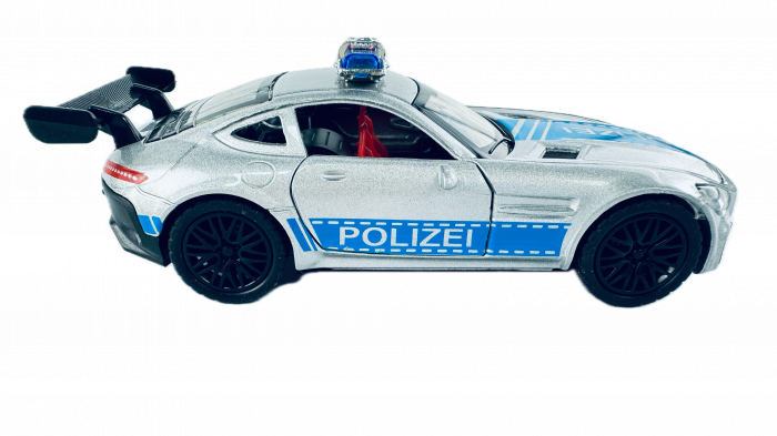 Masina metalica Politie, Lumini si Sunete, Usi mobile,11 cm, Gri [3]