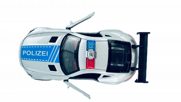 Masina metalica Politie, Lumini si Sunete, Usi mobile,11 cm, Gri [4]
